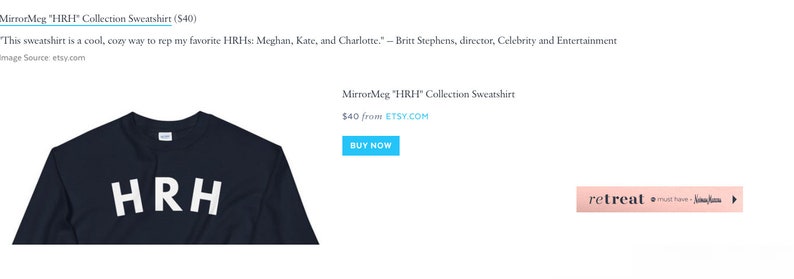 HRH Sweatshirt in Navy Blue A Collection Inspired by The Royal Family & As seen in PopSugar Holiday Gift Guide image 5