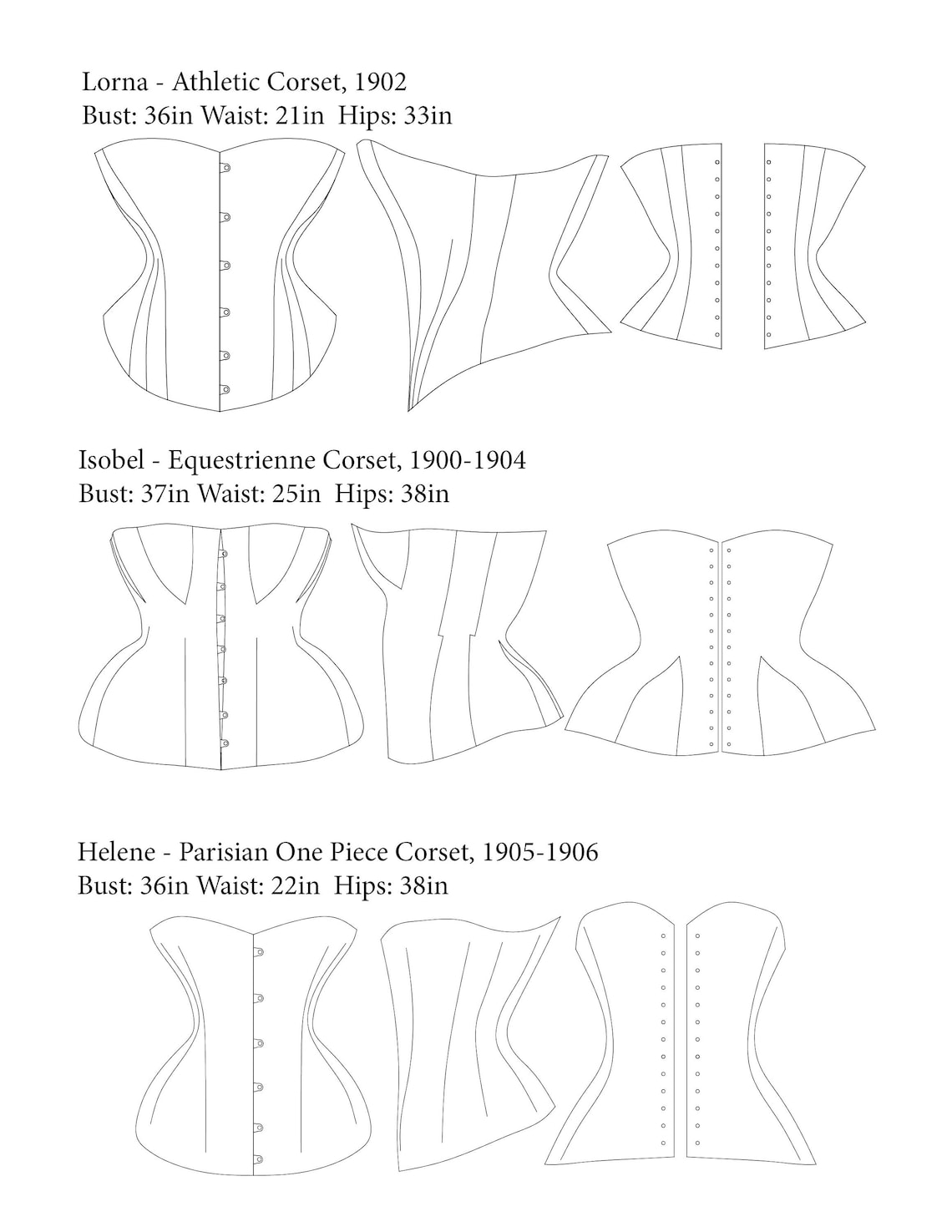 9 Unique Edwardian Corset Patterns 1900-1910 Digital E Pattern | Etsy