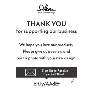 May include: A white graphic with the text "THANK YOU for supporting our business." The image also includes the text "Sign Up to Receive a Special Offer!" and a link to a website.