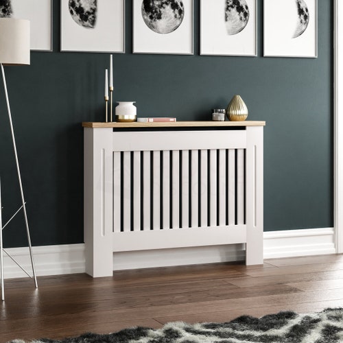 Wooden Radiator Cover White/Grey Grill Cabinet Traditional Design 