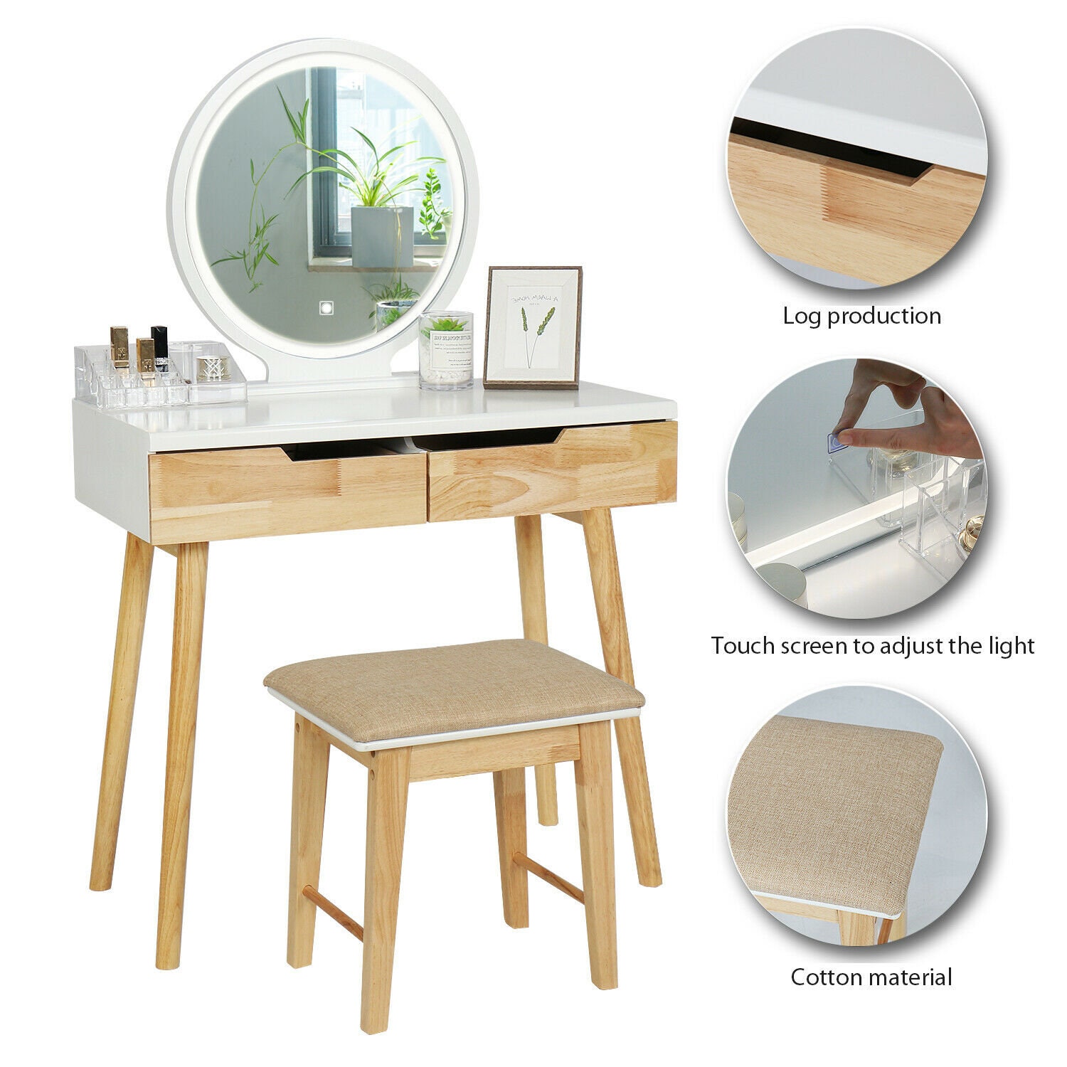 LED Mirror Dressing Table Vanity Set With Smart Touch LED | Etsy UK
