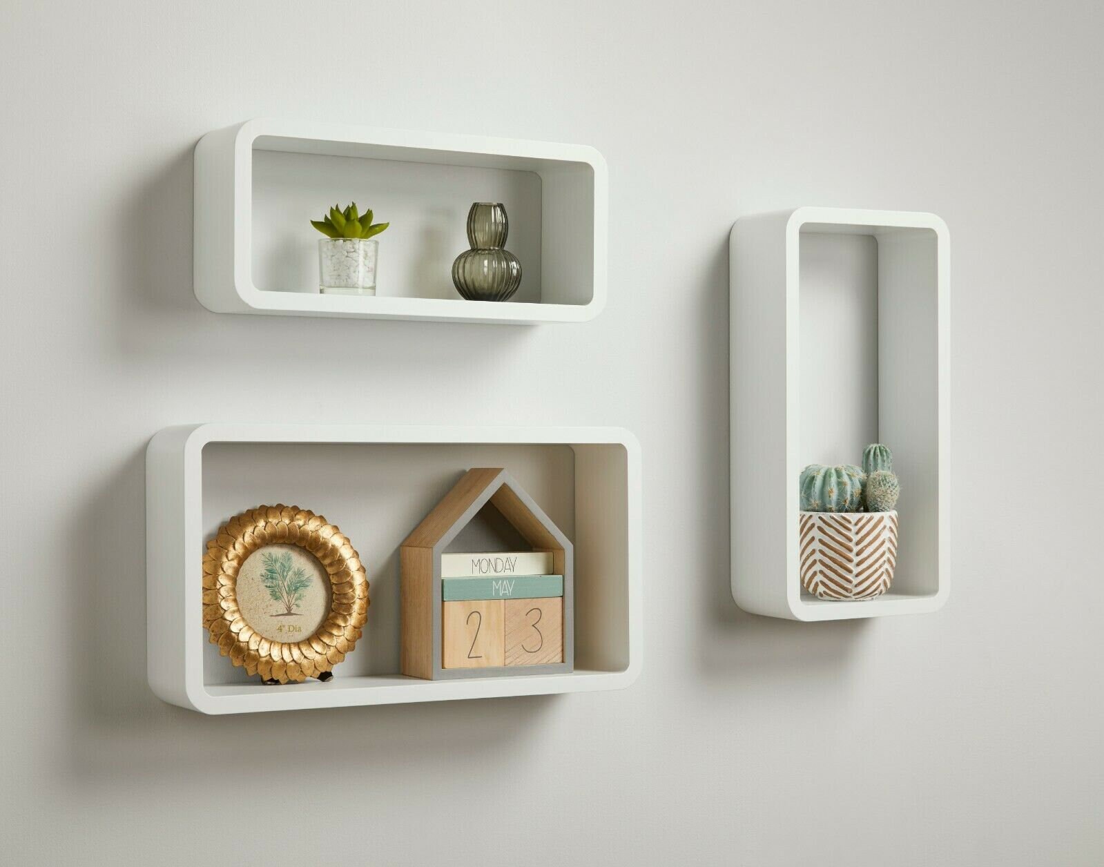 Floating Wall Cube Shelves Set of 3 White Hanging Storage Etsy