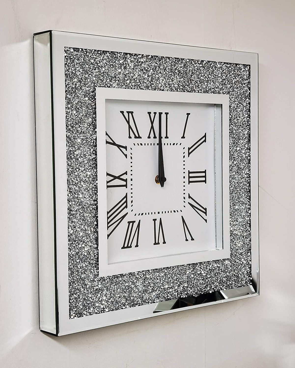 Luxury Diamond Crushed Crystal Wall Clock in Rose Gold and Etsy UK