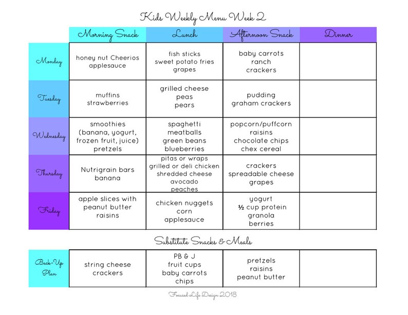 Lunch Weekly Menu