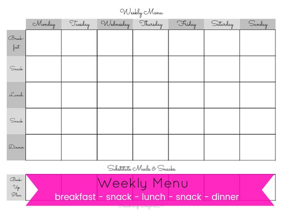 weekly meal planner weekly meal plan printable weekly meal etsy printable weekly menu planner with snacks