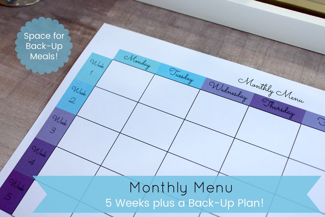 Monthly Meal Planner Monthly Meal Plan Printable Monthly - Etsy