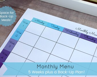 Monthly Meal Planner, Monthly Meal Plan Printable, Monthly Meal Plan, Meal Plan, Meal Planner, Prep, Grocery List Printable, Grocery List