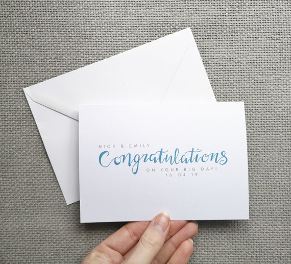 Mr /& Mrs Congratulations Wedding Card wedding date personalised wedding card names of the happy couple.