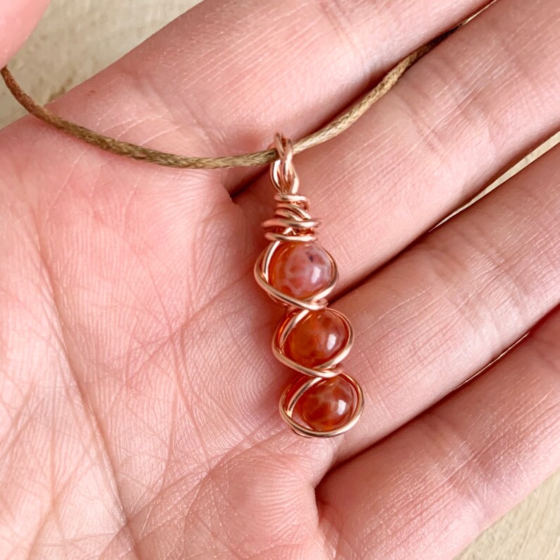 Small minimal dainty fire agate pendant choker necklace image 1