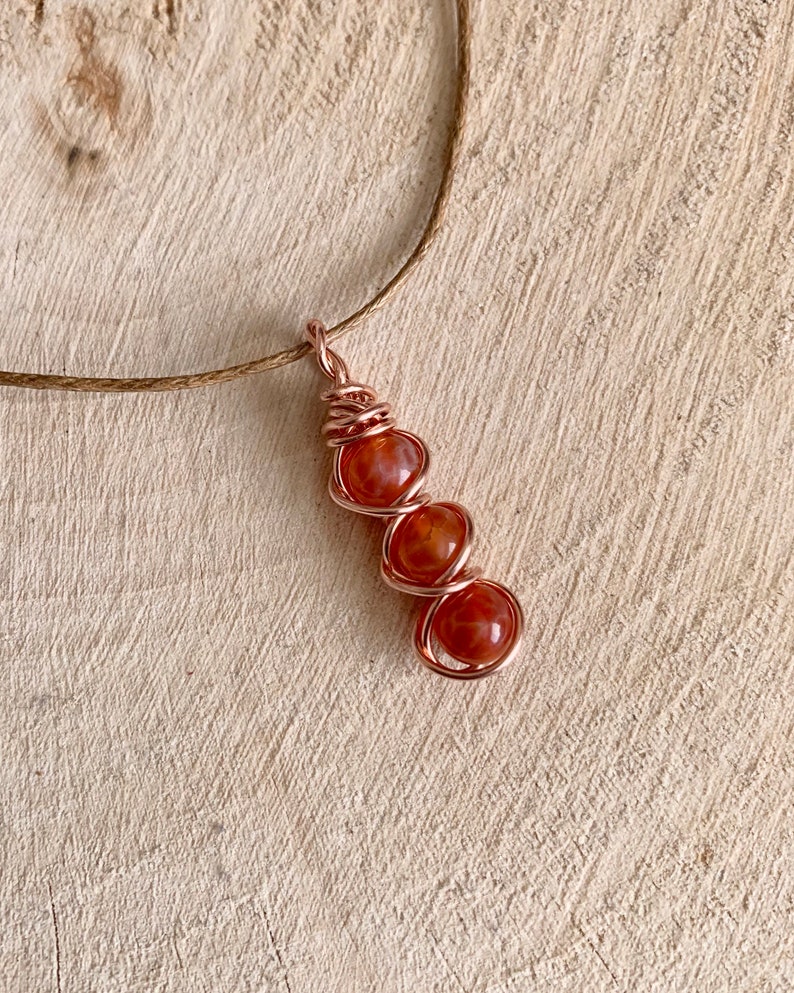 Small minimal dainty fire agate pendant choker necklace image 2