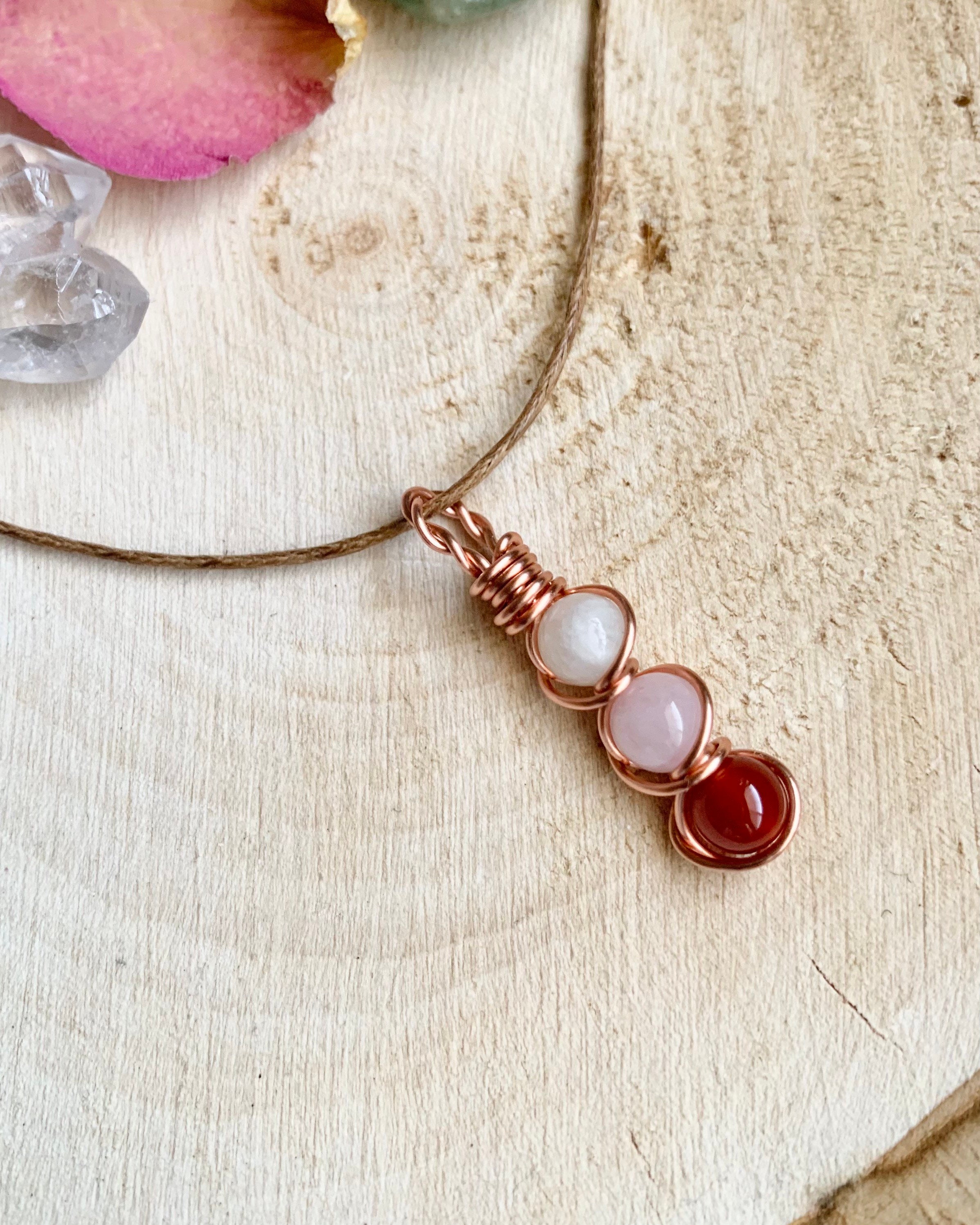 Small Minimal Carnelian Rose Quartz 