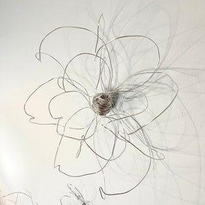 Home decor. Wall decor. Wall hanging. One flower. Silver. wire art. Interior design. Unique Wall art. Natural design. 100% handmade. 3d.