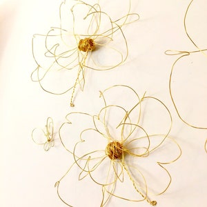 Home decor, Wall decor, Wall Hanging, Wire art, One flower, Gold, Unique Interior design Idea, Wall art, bedroom decor, 100% handmade, 3d image 5