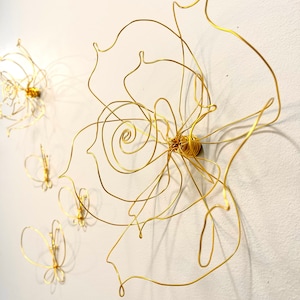 Home decor, Wall decor, Wall hanging, Rose, Wire art, Wire flower, Gold, Silver, Black, Bedroom decor, 3D, Interior design, 100% handmade