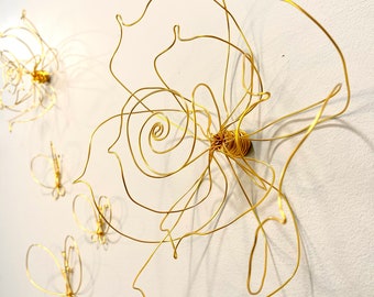 Home decor, Wall decor, Wall hanging, Rose, Wire art, Wire flower, Gold, Silver, Black, Bedroom decor, 3D, Interior design, 100% handmade