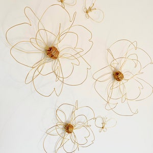 Home decor, Wall decor, Wall Hanging, Wire art, One flower, Gold, Unique Interior design Idea, Wall art, bedroom decor, 100% handmade, 3d image 6