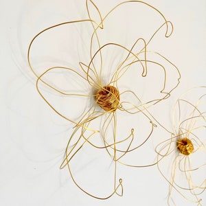 Home decor, Wall decor, Wall Hanging, Wire art, One flower, Gold, Unique Interior design Idea, Wall art, bedroom decor, 100% handmade, 3d image 3