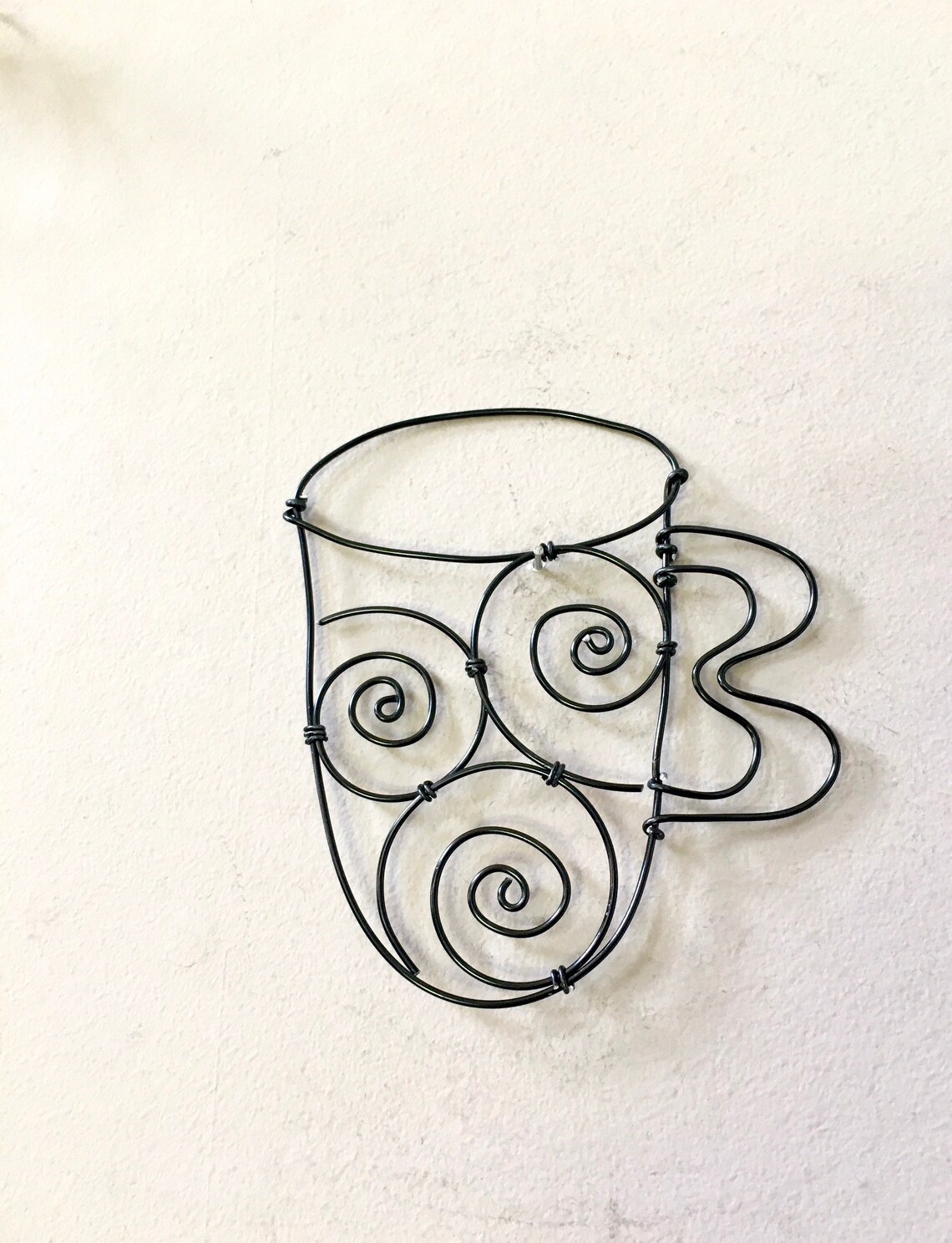 Wall Decor Coffee Cup Mug Wire Art Sculpture Spiral Shape Etsy