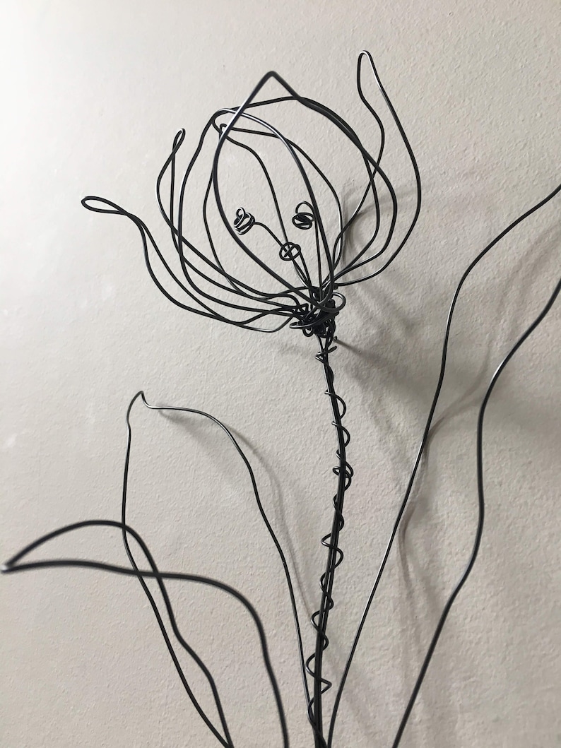 Wire art. Tulip Wire flower wall decor 1 Tulip with a stem Etsy