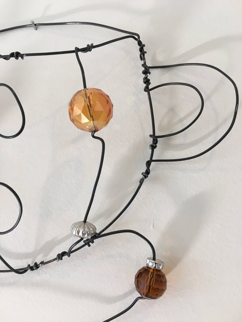 Wire Art Wall Decor Coffee Cup With Beautiful Beads Spiral Etsy