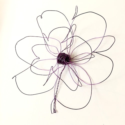Home Decor. Wall Decor. Wire Art. One Flower. Purple. Wire Etsy
