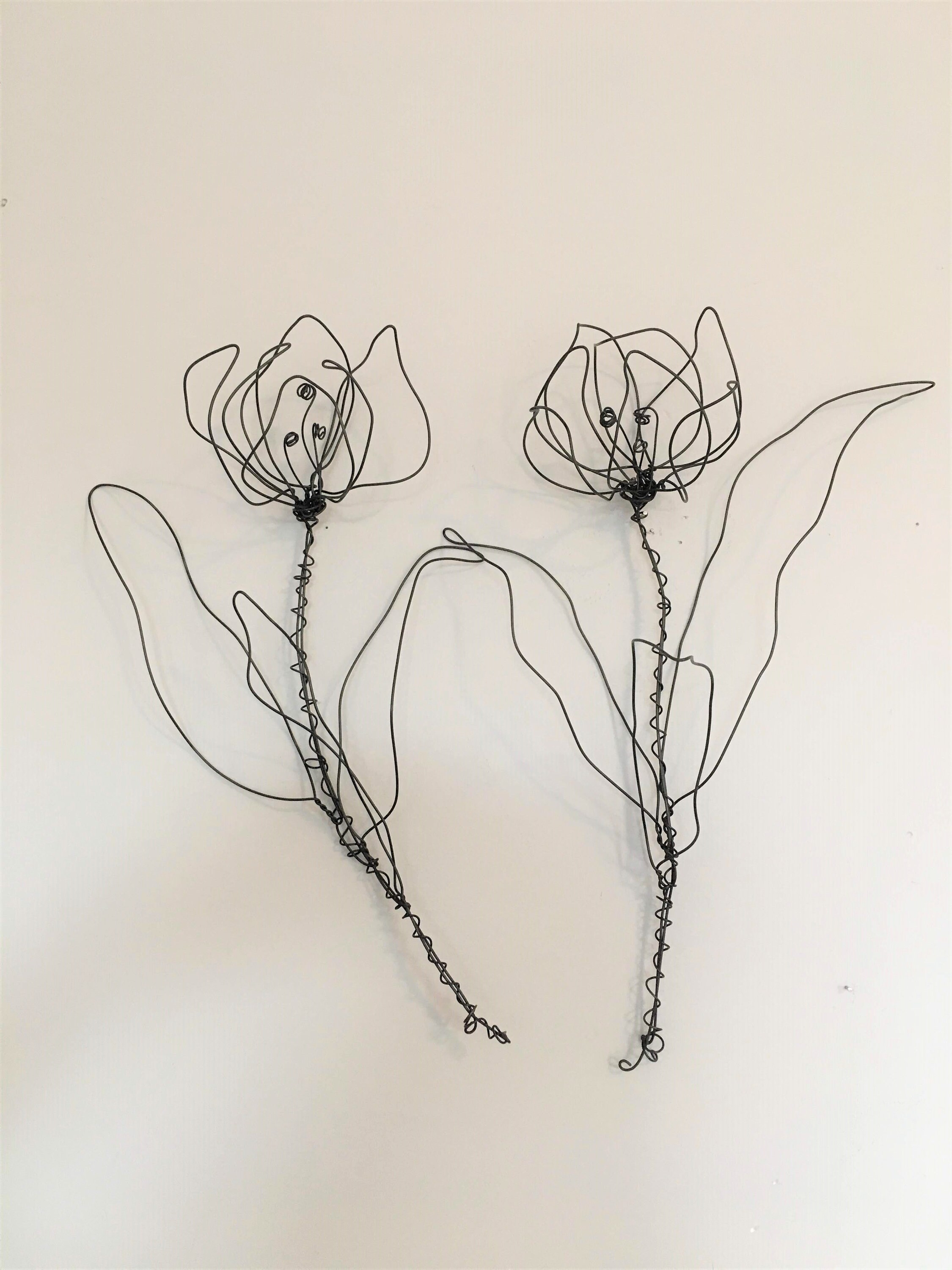 Wire art. Tulip Wire flower wall decor 1 Tulip with a stem Etsy