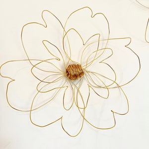 Home decor, Wall decor, Wall Hanging, Wire art, One flower, Gold, Unique Interior design Idea, Wall art, bedroom decor, 100% handmade, 3d image 7