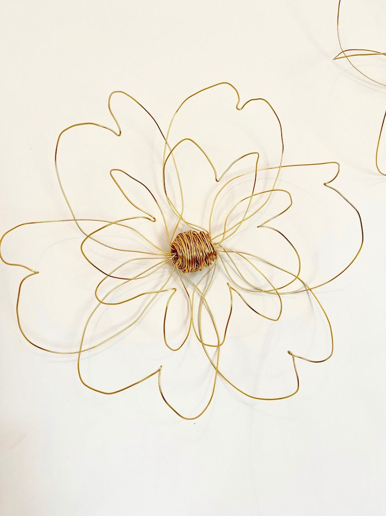 Home decor, Wall decor, Wall Hanging, Wire art, One flower, Gold, Unique Interior design Idea, Wall art, bedroom decor, 100% handmade, 3d image 7