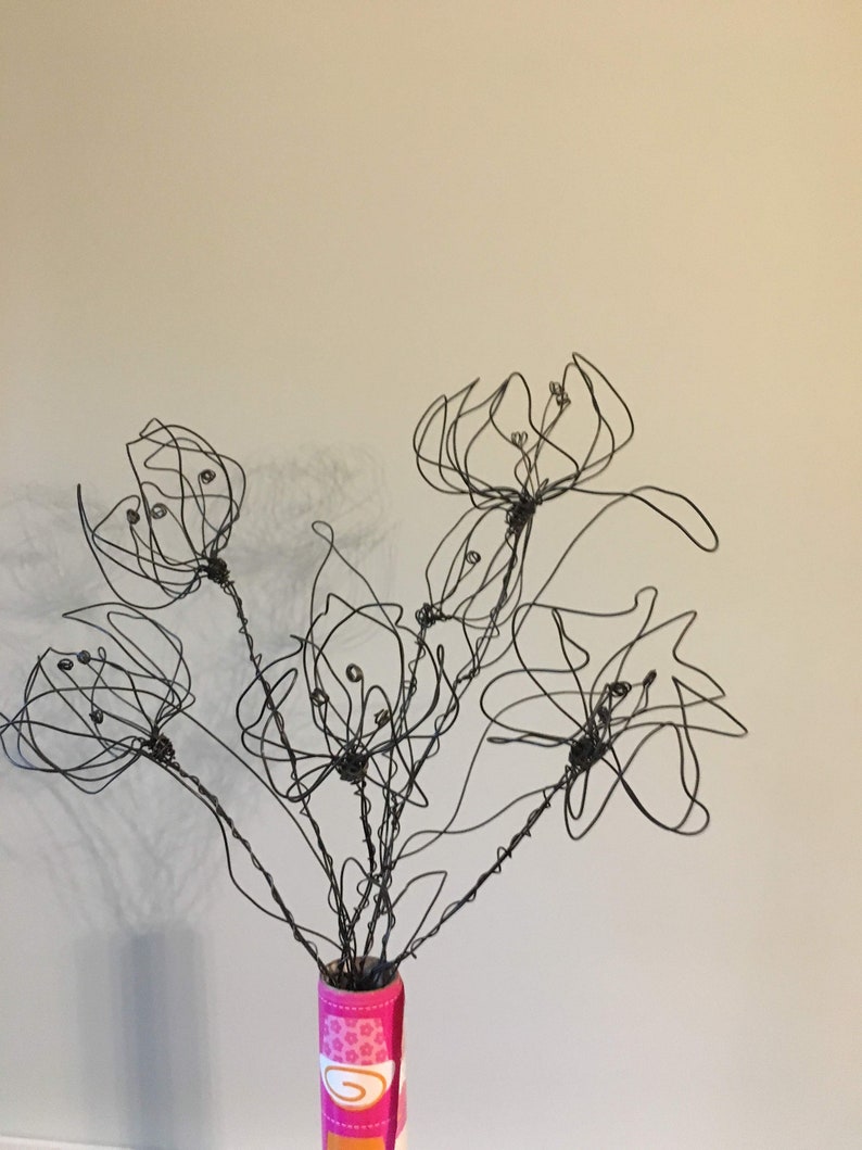 Tulips Wire flowers for vase 5 Tulips handmade. natural Etsy