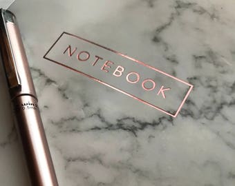 Marble Notebook/Rosegold details/Black marble/Personal Notebook