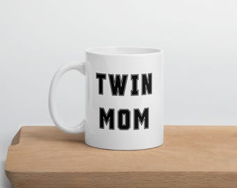 Twin Mom Coffee Mug | Varsity Lettering, Gift for Mothers