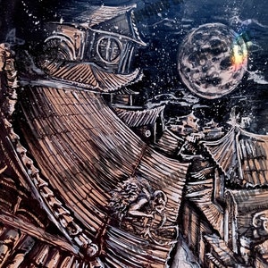 Sekiro Kamikaze Monk, Japanese Castle Roof Guardian, Souls Art, videogame poster, cadeau voor hem, gameart