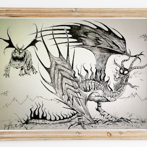 Dessin de style film gothique, illustration de style Tim Burton, impression d'art décoratif, affiche de film, art décoratif, dessin d'art