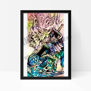 Final fantasy print final fantasy wall art final fantasy decoration final fantasy art final fantasy gift for him laminated art cloud film