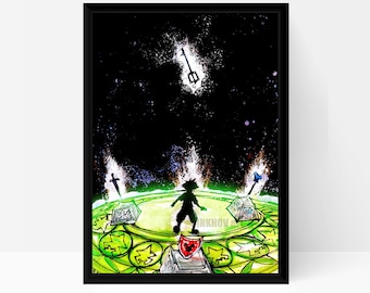 Affiche Kingdom Hearts 1, style rétro vintage, idéale pour les gamers, cadeau nostalgique pour les passionnés de jeux vidéo
