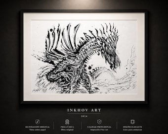 Affiche plastifiée Monster Hunter Wilds, Illustration de dragon Monster Hunter Wilds, Décoration poster Monster Hunter Wilds