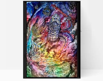 Elden Ring Illustration God devouring serpent Print wall art elden ring poster art gamer gift