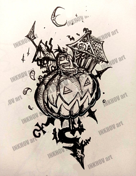 Kingdom Hearts Halloween Town Poster Drawing KH World Etsy