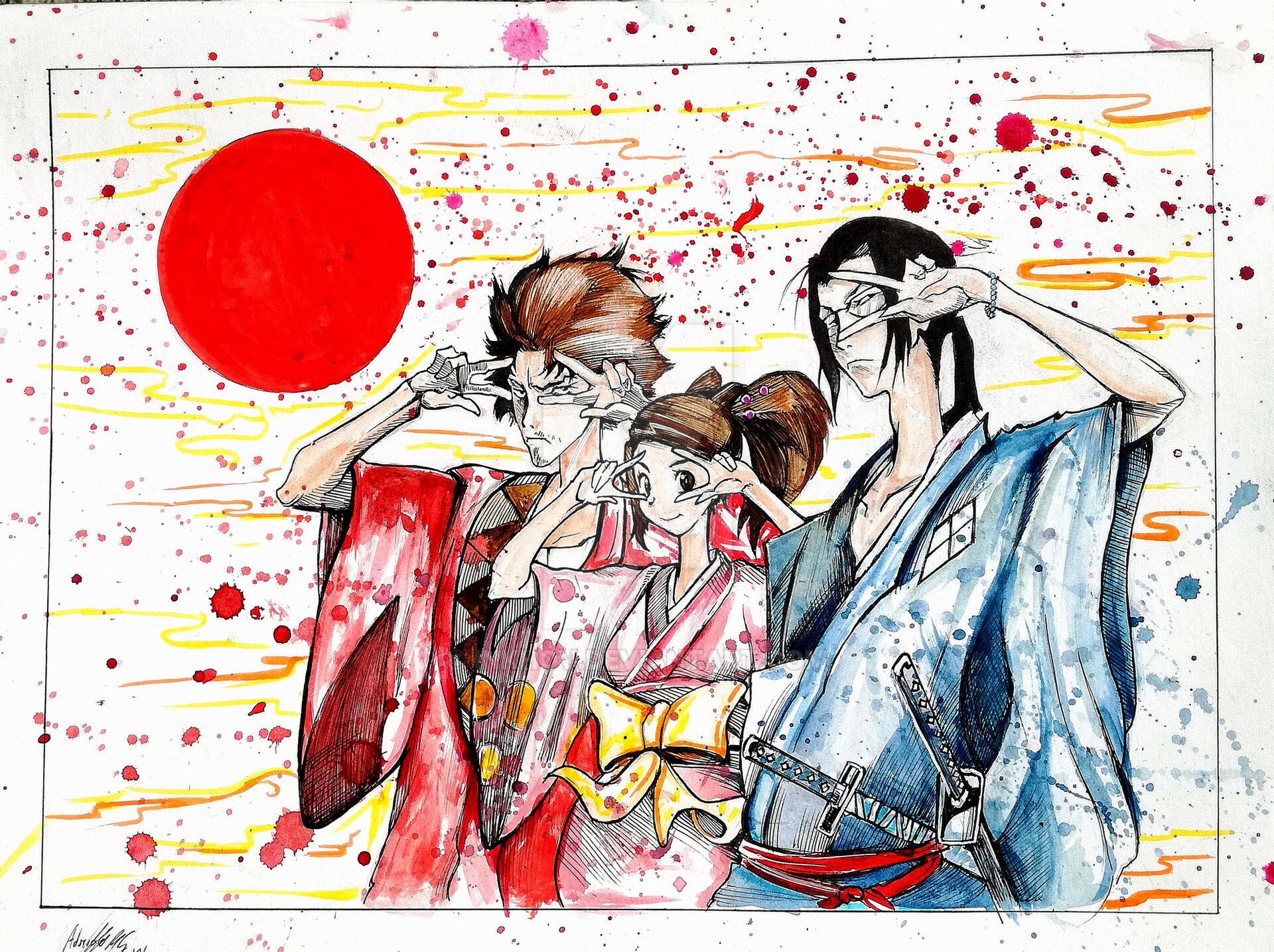 Samurai Champloo Print, Watercolor Anime, Samurai Paint Splatter, Art ...
