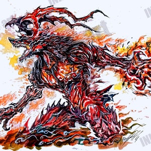 final fantasy xvi schilderij - Ifrit - Final Fantasy wezen schilderen, spul vierkante enix kunst, decoratieve gamer schilderij