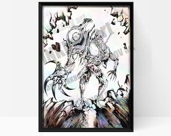Affiche plastifiée de William Birkin (Resident Evil), impression d'art artisanale en noir et blanc, fan art, cadeau de jeu vidéo, décoration