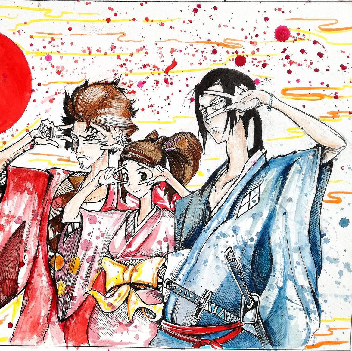 Samurai Champloo Print, Watercolor Anime, Samurai Paint Splatter, Art ...