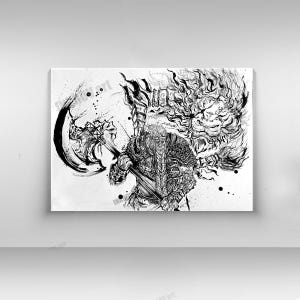 laminated drawing print elden ring art, art gift fromsoftware art, art ink elden ring gift, elden ring wall art decoration elden ring poster