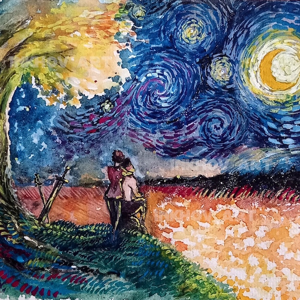 Casca The Golden Age Vincent Van Gogh Style / Starry Night Painting