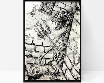 Elden Ring Poster, Zeichnung „Schlangensoldat“, Videospiel-Dekoration, Elden Ring Kunstdruck (laminiert), Elden Ring Geschenk