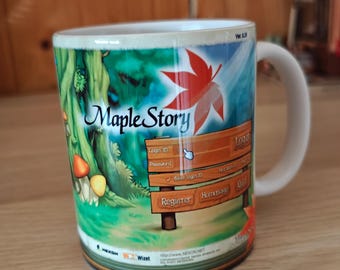 MapleStory 12 oz Ceramic Mug: Microwave Dishwasher Safe, MMORPG Gamer Gift, Video Game Coffee Cup, Nostalgic Gaming Desk Decor