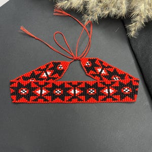 Beadwork necklace Ukrainian traditional necklace Beaded choker Beaded necklace Native beadwork Seed bead necklace Handmade jewelry