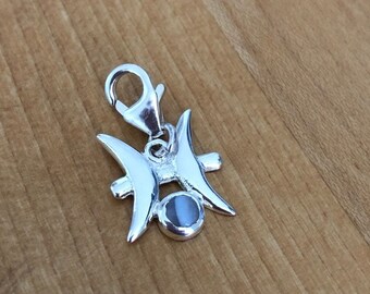 925er Echtsilber-Charm Fische mit Achat - Sternzeichen Schmuck