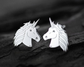 925 silver ear studs unicorn