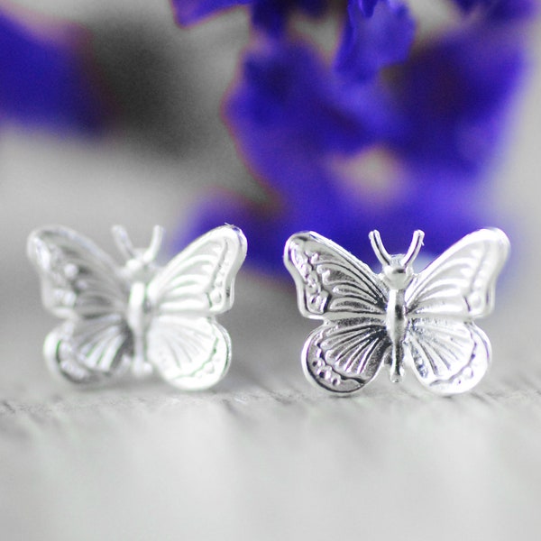 925 silver ear studs butterfly